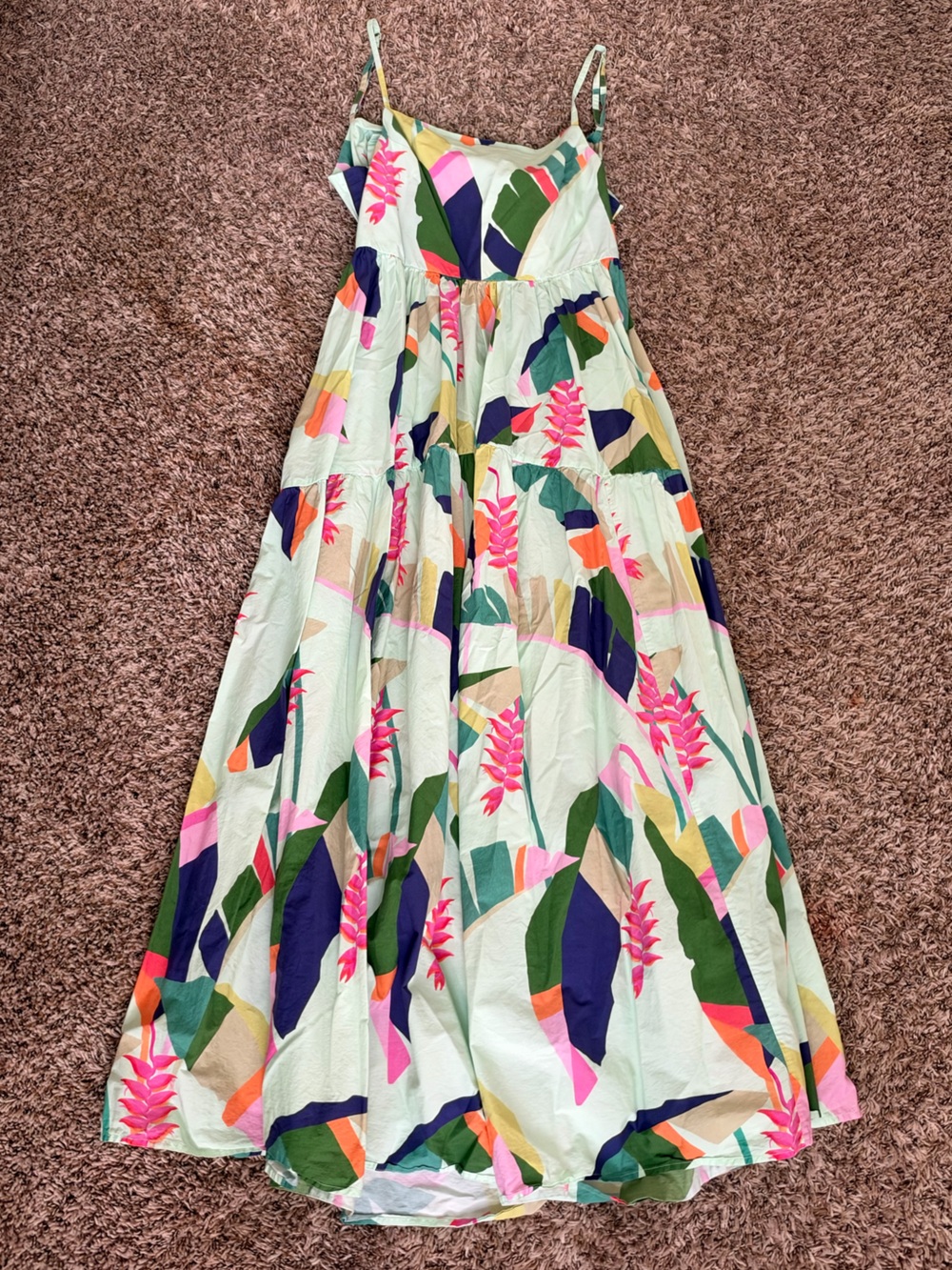 FARM Rio Mint Maxi Dress with Pink, Green & Navy Tropical Print